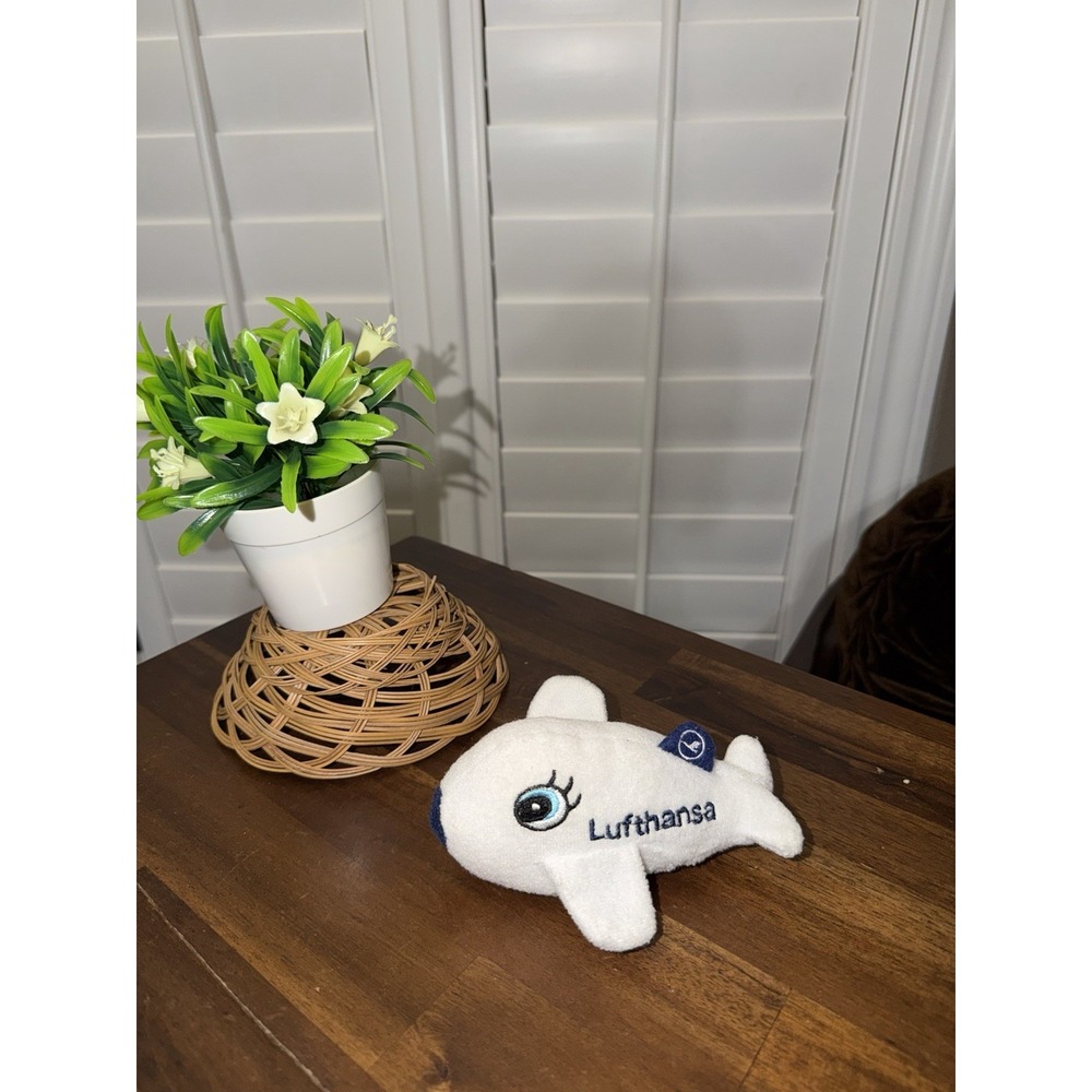 Lufthansa Airlines Plane Small Advertising 5" Plush White Toy Plane Stuffed Anim